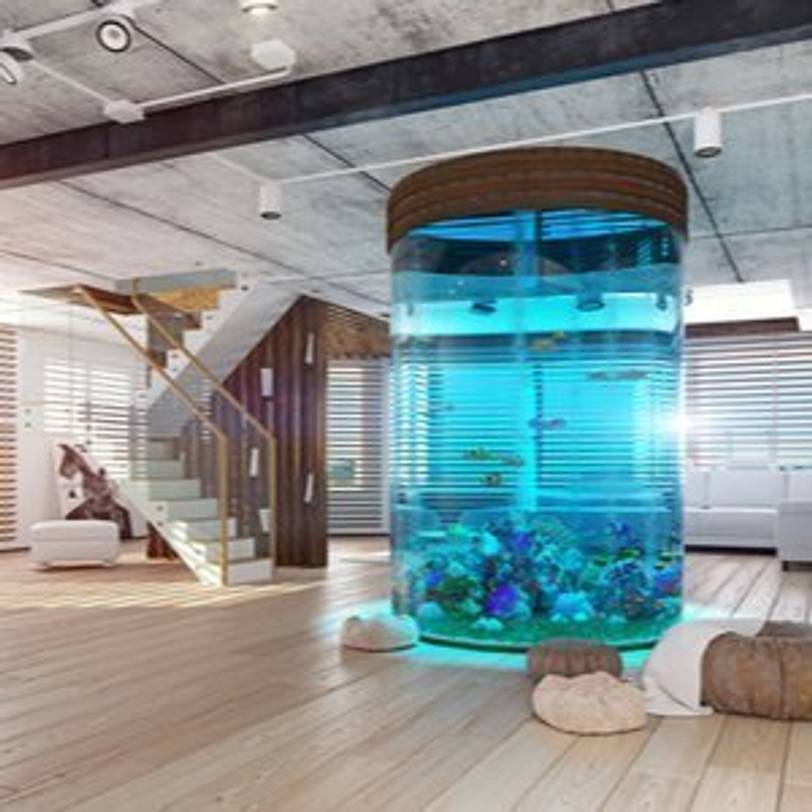 Design-Aquarium in rundem Format