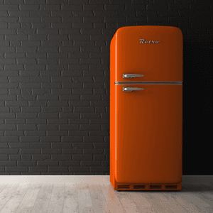 Kühlschrank im Retro-Stil in Orange